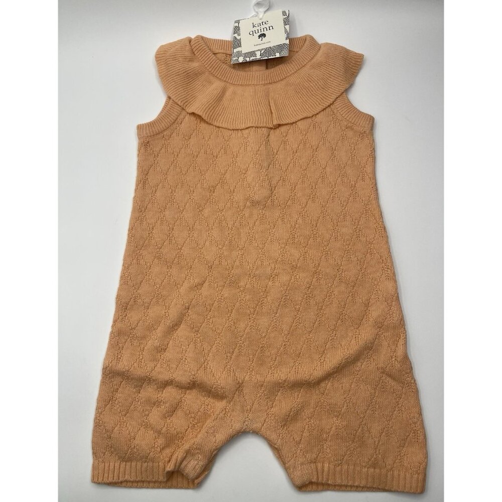 Kate Quinn Short Romper‎ Girls Baby Size 12-18 Months Orange Sweater Ruffle